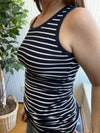 Navy & White Striped Ribbed Slim Fit Tank