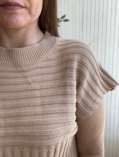 Beige Short Sleeve Sweater