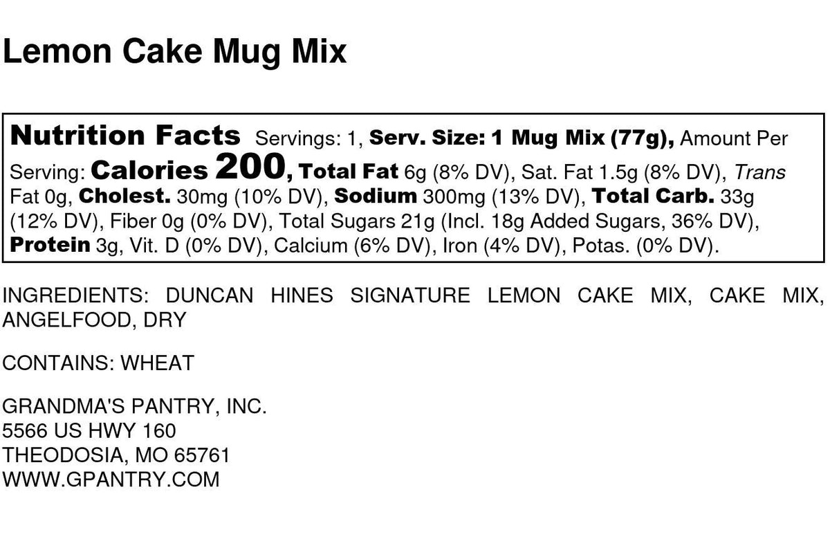 Lemon Cake Mug Mix