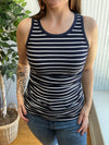 Navy & White Striped Ribbed Slim Fit Tank