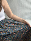 Black & Blue Mixed Floral Midi Skirt