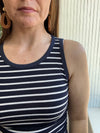 Navy & White Striped Ribbed Slim Fit Tank