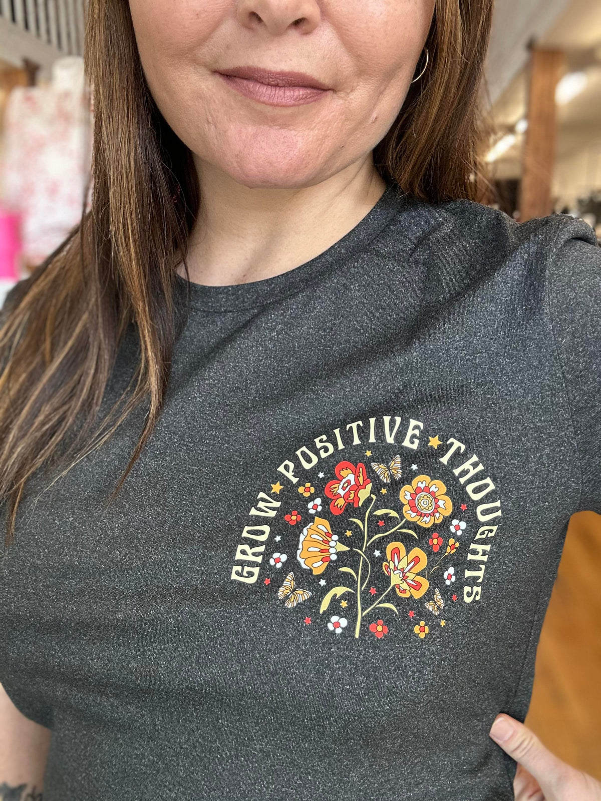 Grow Positive Thoughts Graphic Tee - Plus