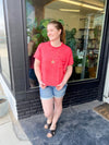 Red Oversized Front Pocket Tee