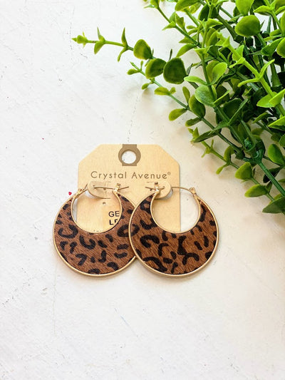 Brown Leopard Print Hoop Earrings