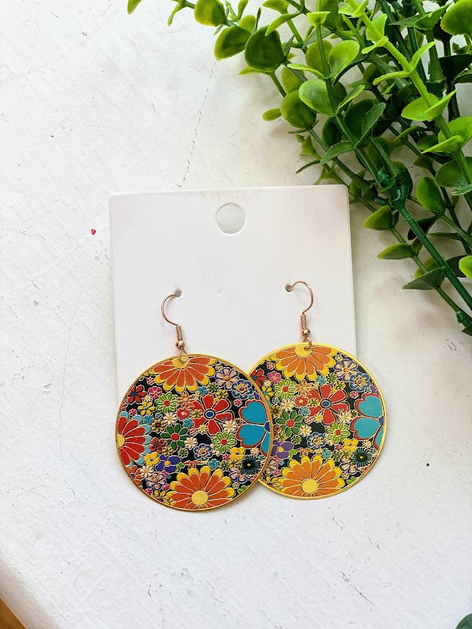 Round Floral Earrings