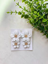 White Floral Clay Earrings