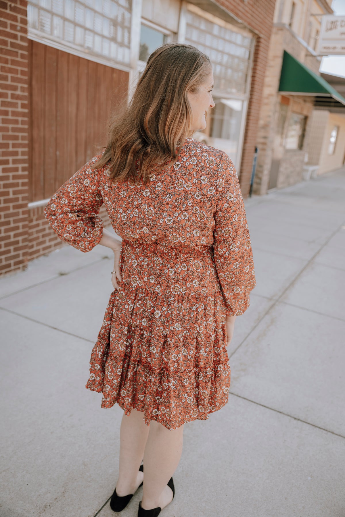 Coral Smock Waist Floral Print Tiered Dress-Plus