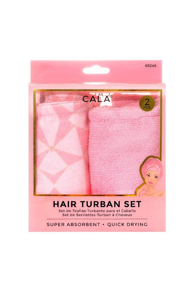 Hair Turban Towel 2 Pc Set Geometric Pink