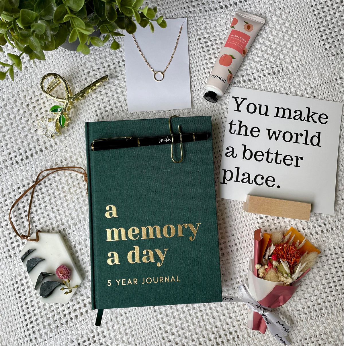 Memory a Day Journal Gift Box You Make the World a Better Place, Thinking of You, Gift for Mom, Shippable Gift, Just Because, Get Well Gift,