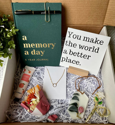Memory a Day Journal Gift Box You Make the World a Better Place, Thinking of You, Gift for Mom, Shippable Gift, Just Because, Get Well Gift,
