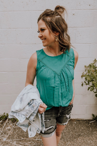 Teal Sleeveless Blouse