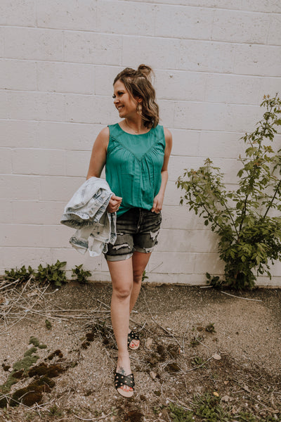 Teal Sleeveless Blouse