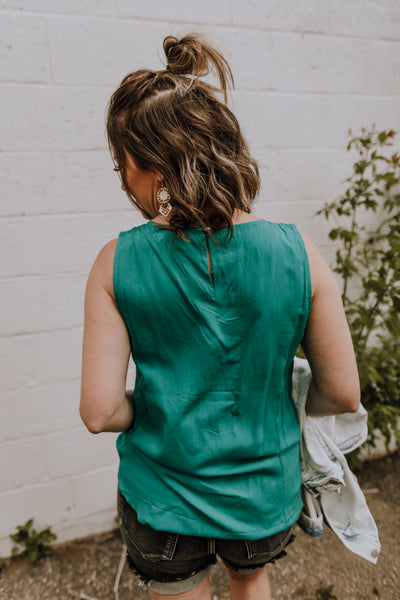 Teal Sleeveless Blouse